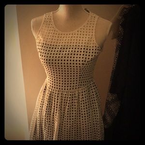Banana Republic black & white square mesh dress